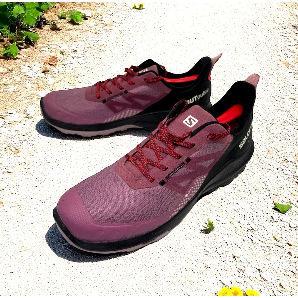 Salomon Athletic Shoes in Burgundy and Black